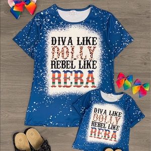 "Diva Like Dolly Rebel Like Reba" BlueSplatterTop